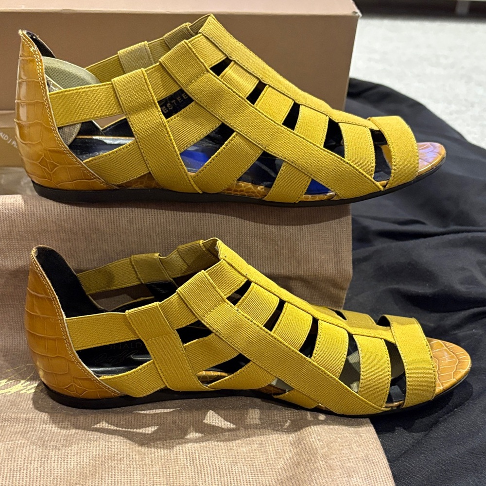 Donald J Pliner golden yellow Cage Sandals